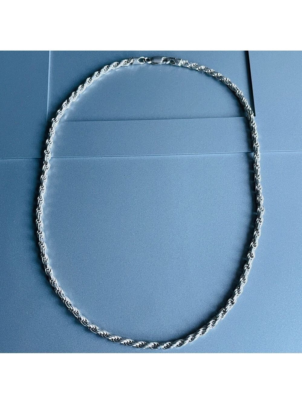 Italian Sterling Silver Wide 4mm Rope Chain 20” Necklace Vintage - Picture 2 of 7